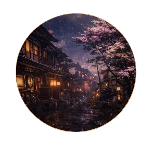 paysage japonais ambiance nuit rivière