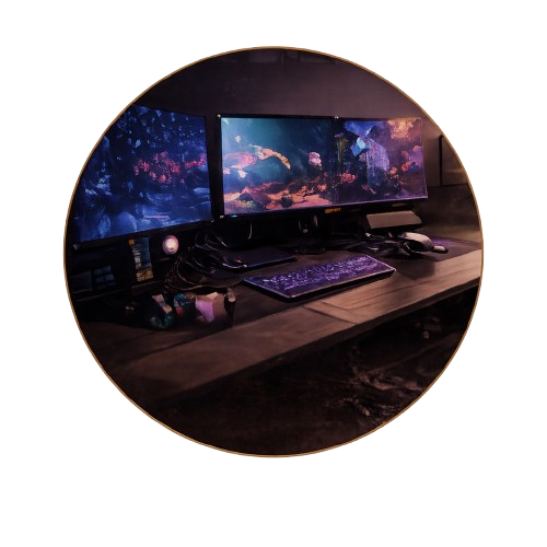 setup gaming bureau ambiance geek nuit